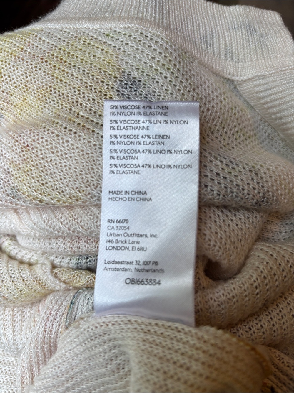 By ANTHROPOLOGIE | Cream Floral Linen Blend Cottagecore V Neck Sweater | Size XS - Picture 8 of 8